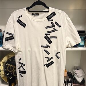 Dolce & Gabbana White Logo Patch Men's Tee